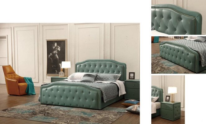 Modern Design Hotel Bed XXL Beds Luxury Double Leather Chesterfield 180x200cm