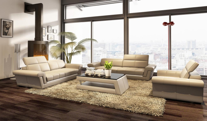Leather sofa Couch Living landscape 3 Seater Design Modern Sofa 5136_3ER
