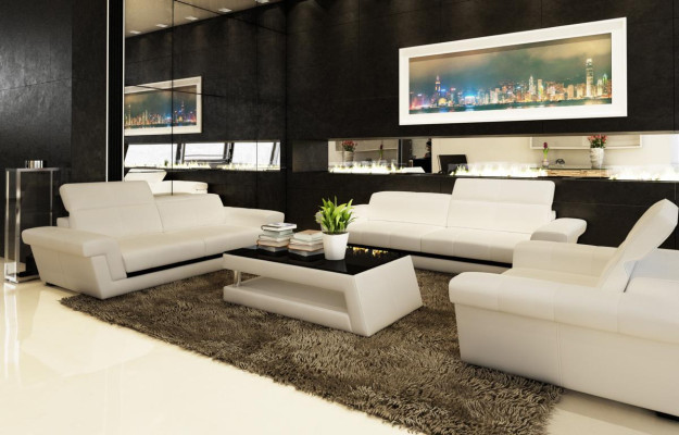 Leather sofa Couch Living landscape 3 Seater Design Modern Sofa 5136_3ER