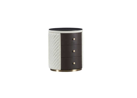 Design Bedroom Set 3 pieces. Leather Bed + 2x Bedside table Modern Luxury Beds