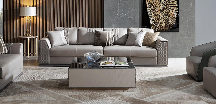 Elegant 3+2+1+1 sofa set Exquisite design in stylish gray tone