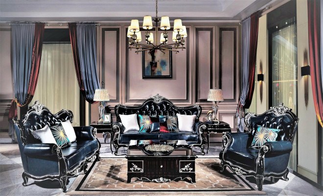 Classic s Chesterfield sofa set 3+2+1 in Ultra Black