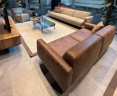 Armchair 1 Seater Sofa Textile Fabric Couches Upholstery Design Furniture new Gray