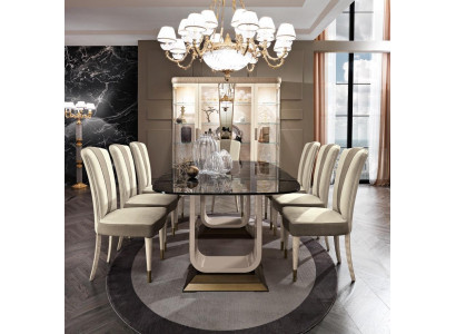 Dining room Set Suite 6x Chairs Dining table Group Dining set Vitrinen Table 7pcs
