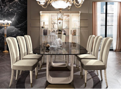 Dining room Set Suite 6x Chairs Dining table Group Dining set Vitrinen Table 7pcs