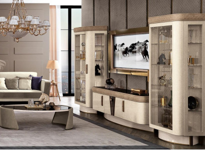 Wall unit set 4 pieces. Living room TV cabinet Display case Shelf Modern Suite Group Wood tv