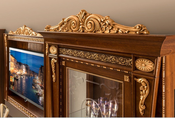 Set 4 pieces Living room TV cabinet 2x Display case tv Frame Wood Luxury Suite Group Italy