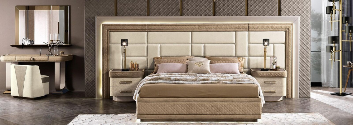 Design Furniture Modern Luxury Beds new Bed 2x Bedside table 3 pcs. Bedroom set