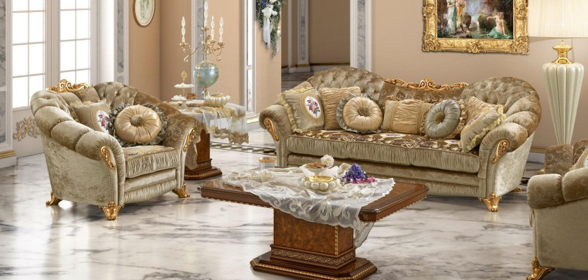 Design Upholstery Sofas Textile Relax Modern Suite Beige Seating Set 3+1 Seater