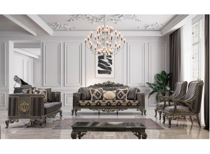 Sofa Chesterfield Designer Group 5-piece set Sofa set 3+3+1+1 Seat Coffee table