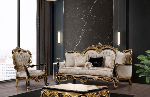 Sofa set Classic Luxury Sofas Armchair Living room set 3+1 Seat Chesterfield