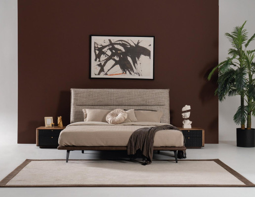Italian Bedroom Bed 2x Bedside table 3pcs. Luxury style modern