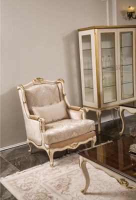 Display case Wood Furniture Wardrobe Showcases Baroque Rococo Gold White Glass Cabinet
