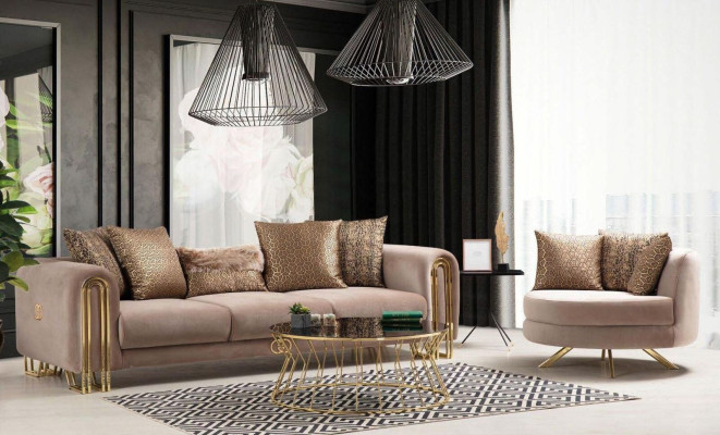Armchair Luxury Design Furniture Classic s Style Design Textile Living room Lounge new