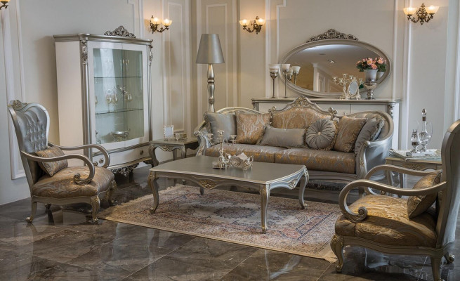 Luxury Coffee table Classic Coffee tables Gold Silver Table Wood