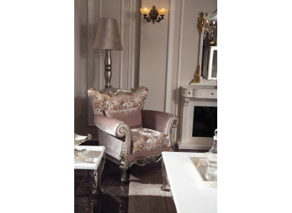 Upholstered Armchair Purple with Floral Pattern Sofa Couch Living room Baroque