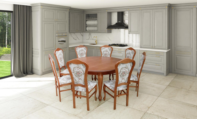 Dining table Suite Table + 8x Chairs Chair Dining room Suite Round Round