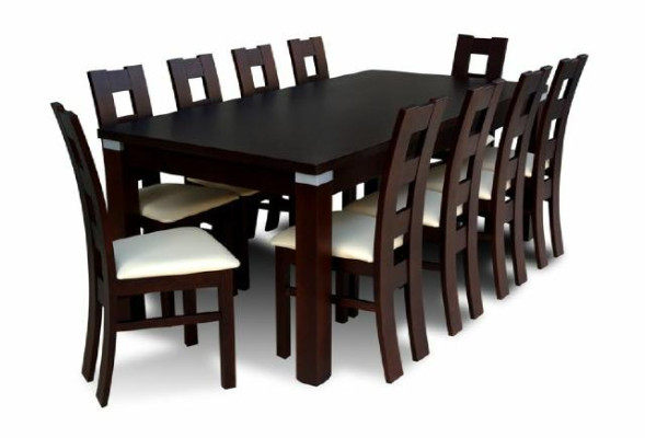 Dining table with 10 x chairs Dining room set Dining set Wood Table 200/290 cm Immediately