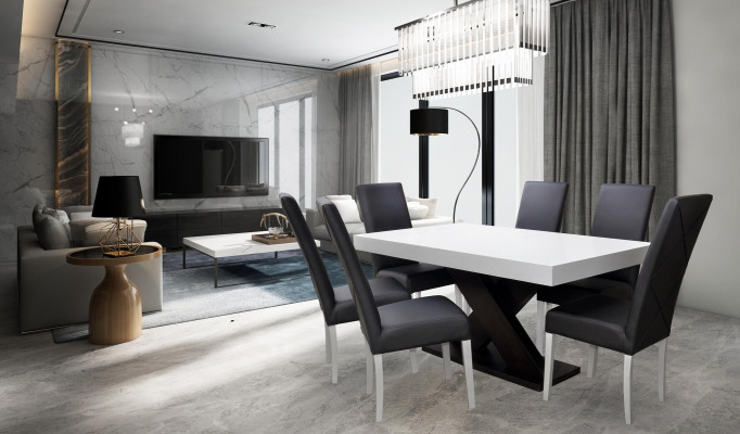 Dining room Set Display case Dining table 6x Chair Suite Table Group 7pcs. Modern set