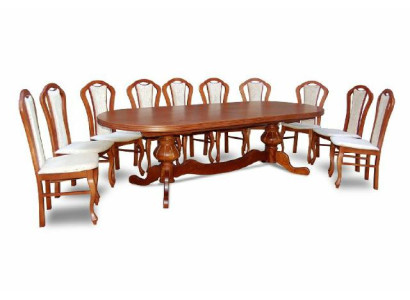 Dining table set consisting of a round table and 10x chairs