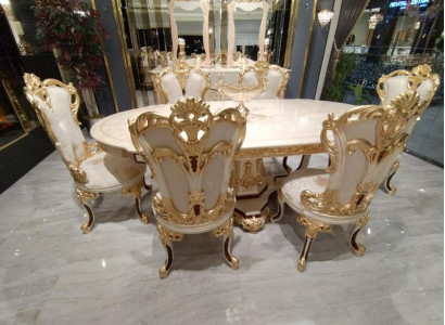 Dining room Set 6x Chairs Dining set Wood Upholstered Chair Luxury Chair Textile new