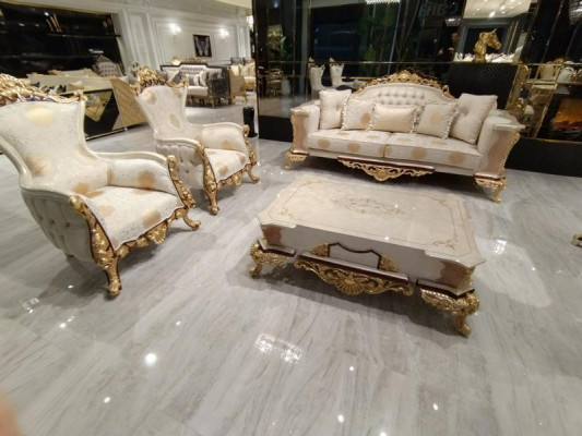 Sofa set 3+1 Seater Sofa Set Complete Textile Wood Living room Luxury Sofa new