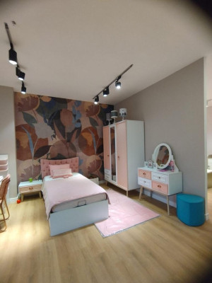Childrens room Furniture Bed Dessert Clothes wardrobe Desk Chest of drawers with Mirror