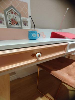Childrens room Furniture Bed Dessert Clothes wardrobe Desk Chest of drawers with Mirror