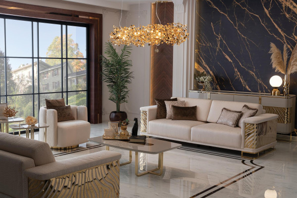 Luxury sofa set 4+3 seater armchair coffee table modern 4 pieces. Set design