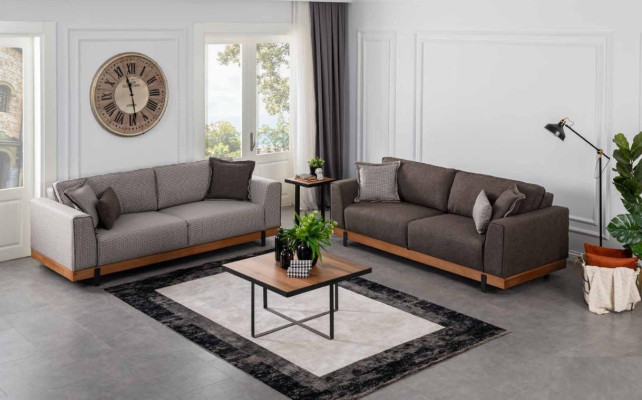 Luxury Sofa Set Set Brown Sofa 3+3 Seater Fabric Sofa Luxury Design