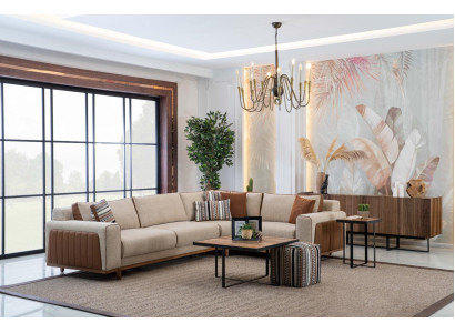 Corner sofa L-shape Living room Modern Luxury Furniture Couch Corner suite Beige