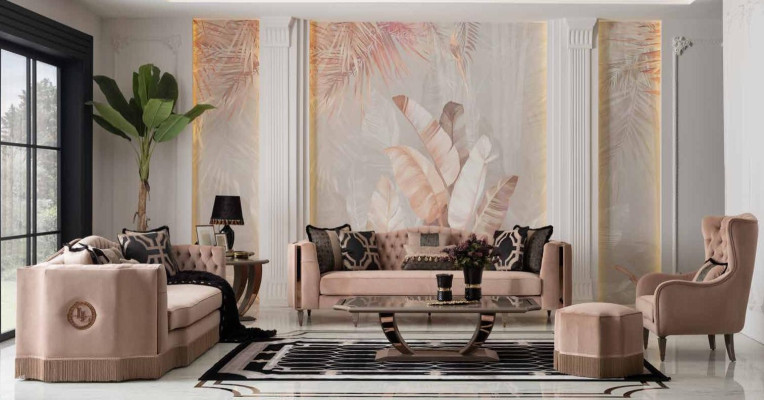Luxury Sofa set 4+3+1 Set Armchair Modern Design Chesterfield Furniture