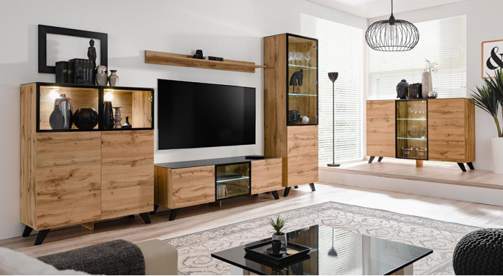Wall unit set 5 pieces luxury living room chest of drawers TV lowboard design furnishings