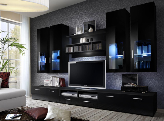 Complete e Wall unit Modern Design Living room Furnishings Shelves TV Lowboard