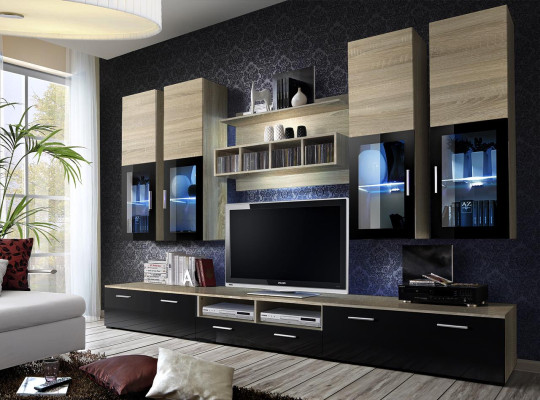 Living room Complete TV Lowboard Design Wall Cabinet Luxury Wall unit Furnishings new