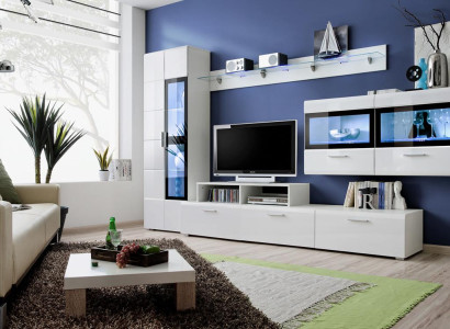 Wall unit Luxury Set Living room TV Stand Display case Wood wall cabinet new