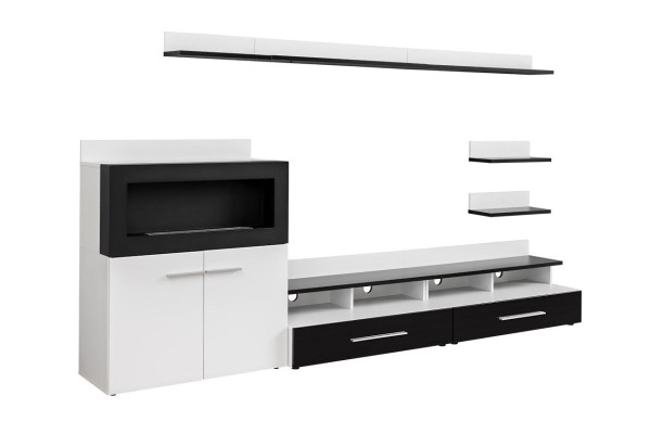 Wall unit TV lowboard Chest of drawers with built-in fireplace Designer Furniture Modern