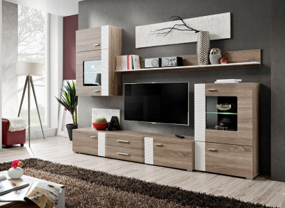 Wall unit TV Wall Wood Style Modern Shelf Living room Furniture Wardrobe new