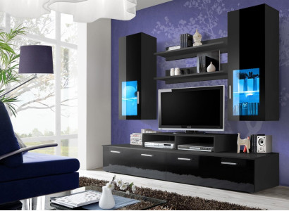 Wall unit Wood Style Modern Luxury Living room Furniture Wall Cabinet Complete