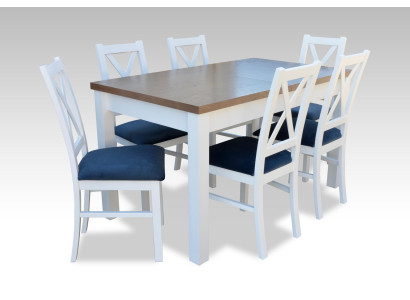 Dining table Suite Table 6xChairs Chair Dining room Suite Table Wood Textile 7pcs