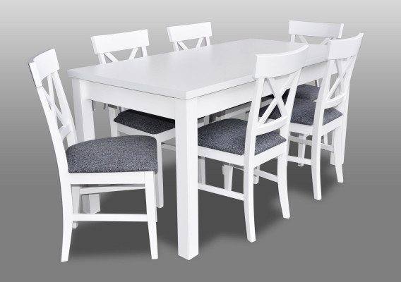 Modern Antique Style Dining room Set Wood Metal Table Dining Set 6x Chairs Chair