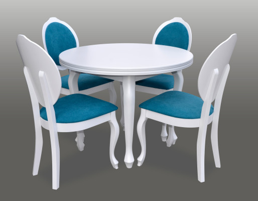 Classic r Round Round Table Wood Design Dining room Tables + 4 Chairs