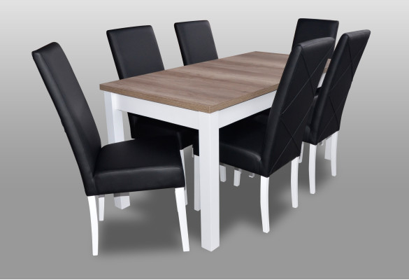 Modern Dining room Leather Table Chair Suite Complete Set 7 piece set