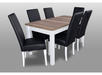 Modern Dining room Leather Table Chair Suite Complete Set 7 piece set