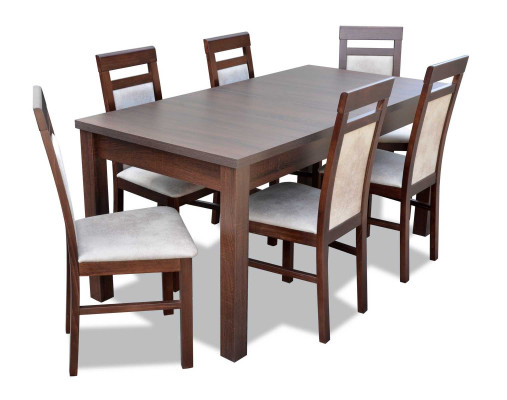 Dining table + 6x Chairs Dining room Suite Designer Wood Classic Set