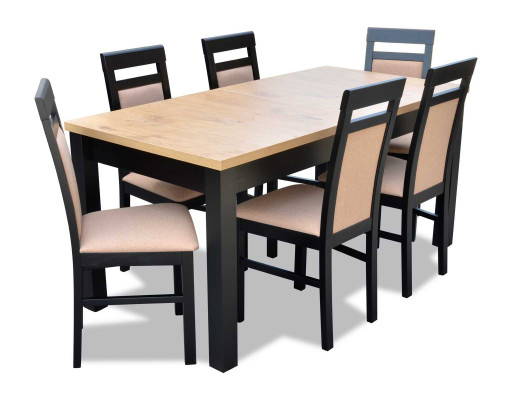 Dining table + 6x Chairs Dining room Suite Designer Wood Classic Set