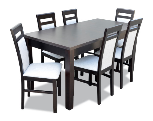 Dining table + 6x Chairs Dining room Suite Designer Wood Classic Set