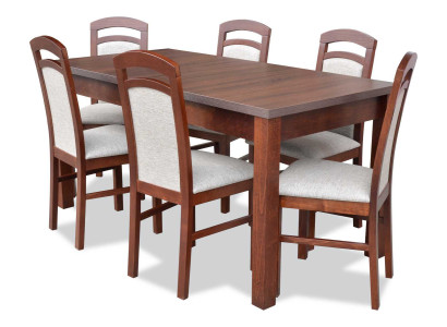 Designer Wood Ess Dining room Set Table 6x Chairs Suite Upholstery 7pcs