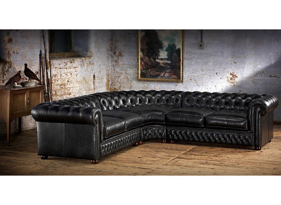 Chesterfield Corner sofa Sofa Couch Upholstery Corner suite Leather sofa 100% Leather
