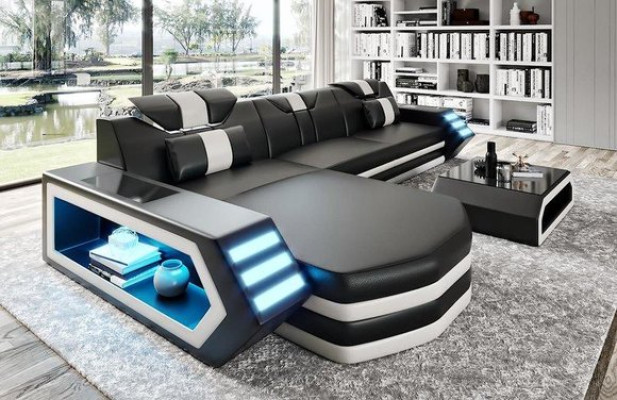 Leather sofa Corner sofa Sofa Couch Living landscape L-shape Corner suite Belfort 4